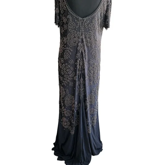 Betsy & Adam Beaded Gown Cognac Black Tie Formal MOTB Gala Old Money Elegant 14W - Picture 4 of 14